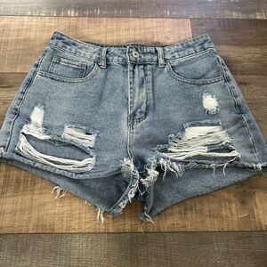 Women’s SHEIN Denim Jean Distressed Shorts Sz M Cut Off